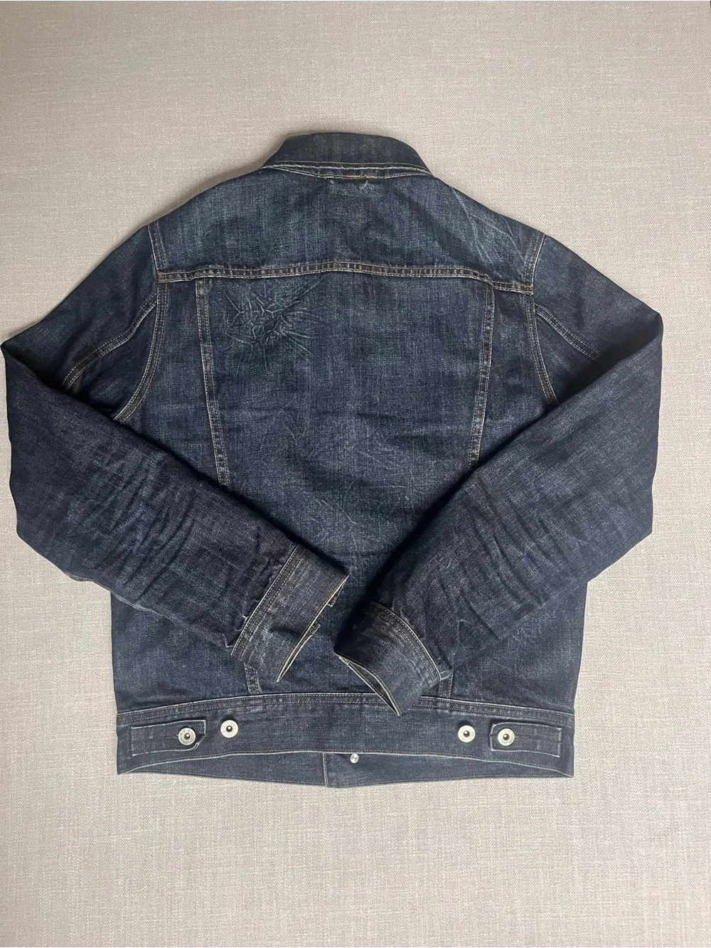 Men's Kaihara Japanese Denim Classic Trucker Jacket in Dark Indigo Wash